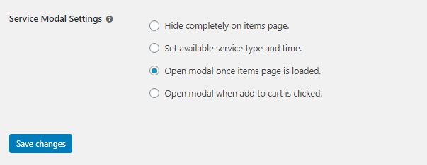 Service Modal Options